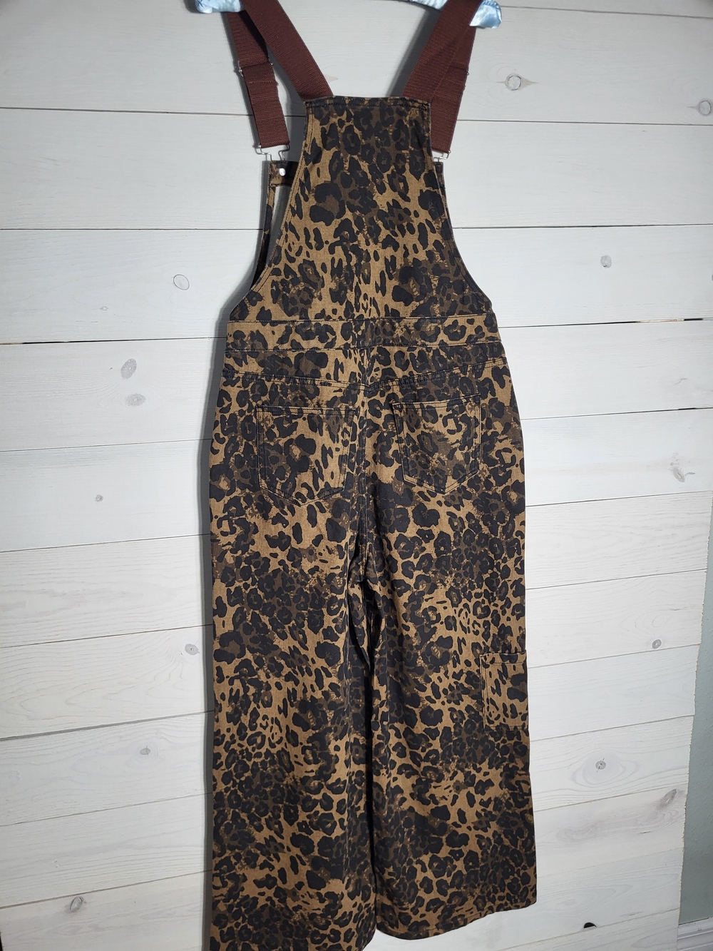 NWT Cider Overalls Oversized Cheetah Print Wide-Leg Cotton Cargo. - Picture 6 of 9